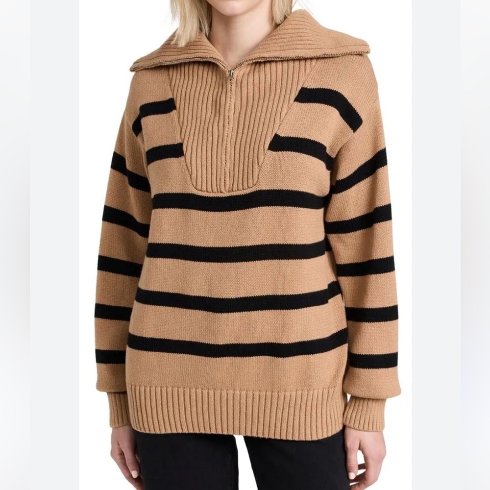 English Factory Camel and Black Cowl Neck Sweater